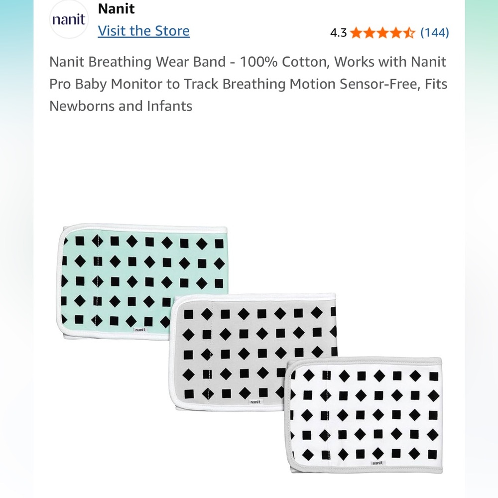 Nanit Breathing Wear Band Set NWOT